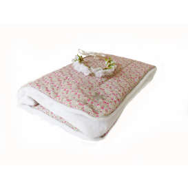 Couverture Liberty Eloise rose teddydou blanc argent