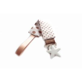 Attache t&eacute;tine taupe &agrave; pois