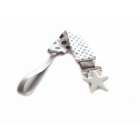 Attache t&eacute;tine gris &agrave; pois