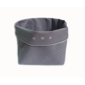 Pochon en coton gris &eacute;toile argent