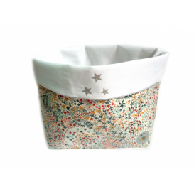 Pochon en liberty Adelajda Multico coton blanc argent
