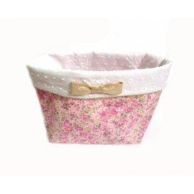 Pochon en liberty tatum rose plumetis blanc