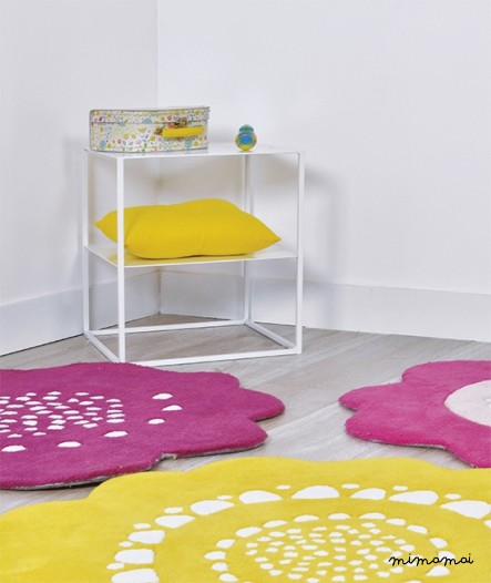 TAPIS COTON (&Oslash;80cm) - FLEUR PRUNE