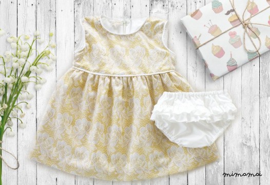 Little Girl Gold Floral Dress