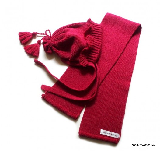 Babies/Children's merino wool bonnet and scarf set/hat/beanie/two piece set