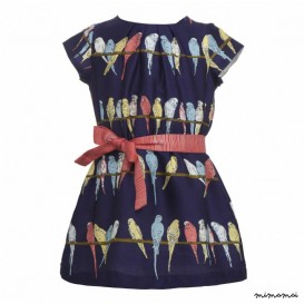 Girls Georgina Dress in Navy Budgies