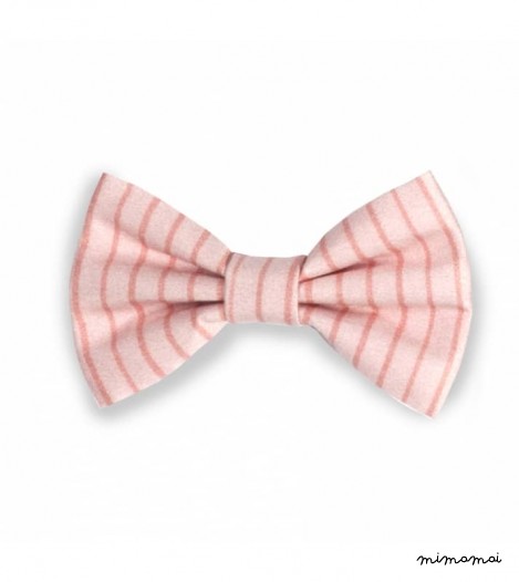 Bow Clip in Stripe, Pink