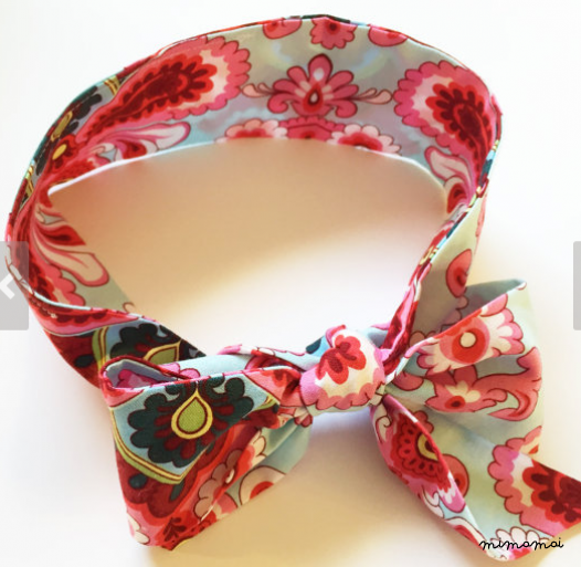 Cotton Fabric Bow Headwrap with Flowers