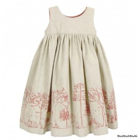 Rosie Linen Dress in Red Woodland Print