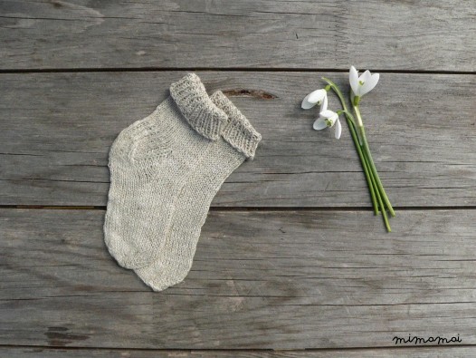 Hand knit baby linen socks - baby summer socks - infant socks
