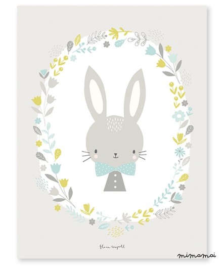 Affiche b&eacute;b&eacute; enfant lapin gar&ccedil;on