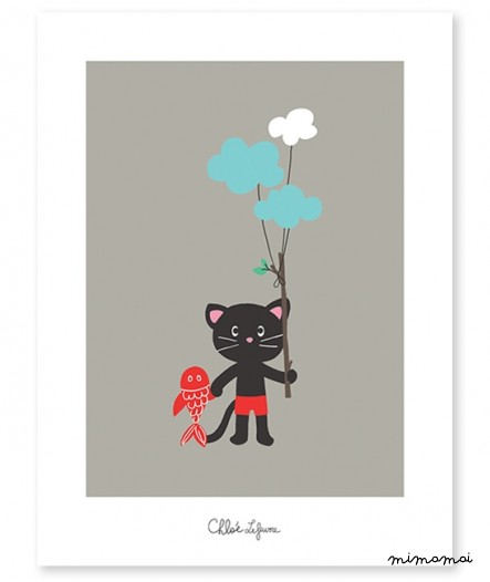 Poster enfant chat amis pour la vie