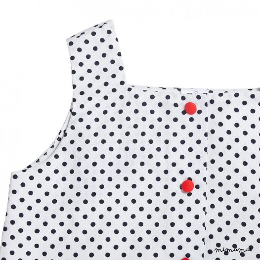 Square Neck Top black mini dots
