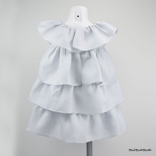 Toddler linen dress, Girls light blue dress, Toddler dress, Romantic Girls dress