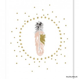 Affiche d&eacute;co plumes et &eacute;toiles