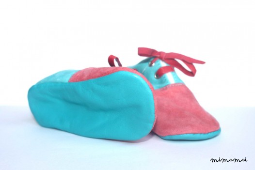 18-24 Months Slippers / Baby Shoes Lamb Leather Pastel Pink Blue