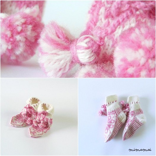 Wool baby girl booties - newborn gift, baby shower - made to order