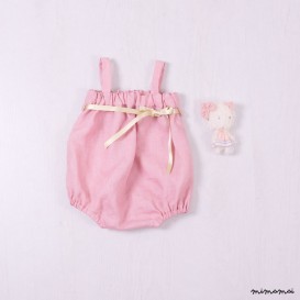 Linen Girl Baby Romper , Dusty Pink Baby Girl Outfit, Baby Shower