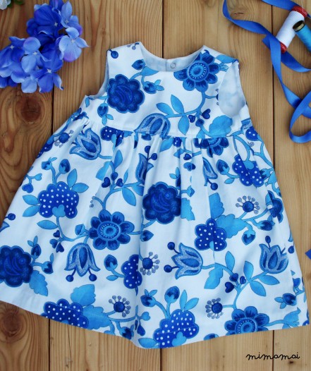 Baby print dress,baby ceremony dress,toddler dress,bambina vestito fiori blue, blue flowers