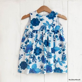 Baby print dress,baby ceremony dress,toddler dress,bambina vestito fiori blue, blue flowers