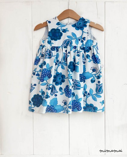 Baby print dress,baby ceremony dress,toddler dress,bambina vestito fiori blue, blue flowers