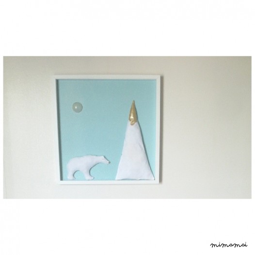 Cadre decoratif Mon ours polaire mod&egrave;le bleu 50x50 cm