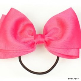 Large Bow Ponytail Holder - Shocking Pink
