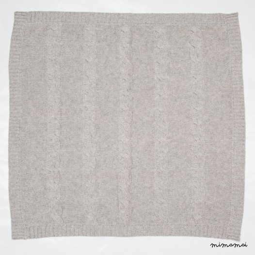 Cashmere Cable Blanket - Light Grey M&eacute;lange