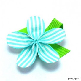Allie Aqua And White Stripe Flower Hair Clip