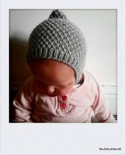 knitted baby hat, baby bonnet, knitted pixie cap, baby shower gift