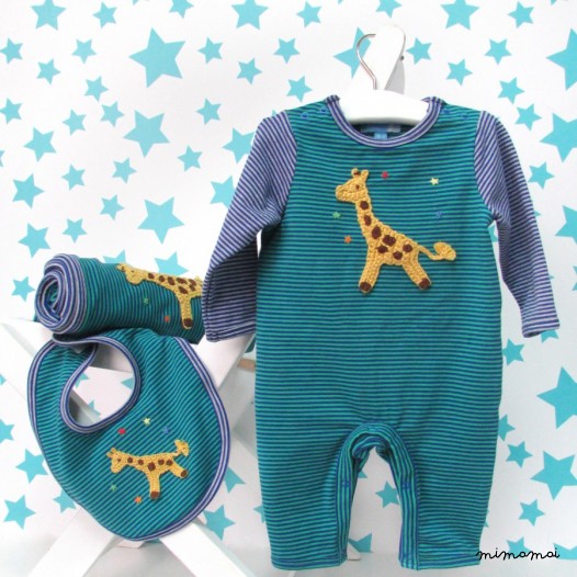 Green Crochet Giraffe Babygrow