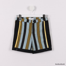 Piped Shorts with Cuffs yellow and black stripes