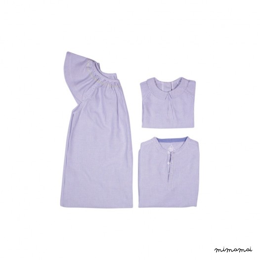 Chemise col mao &agrave; rayures Maxence