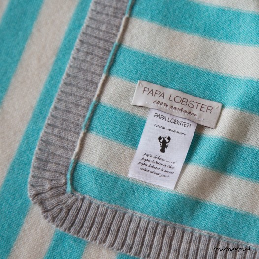 Striped Cashmere Blanket with Star - Turquoise