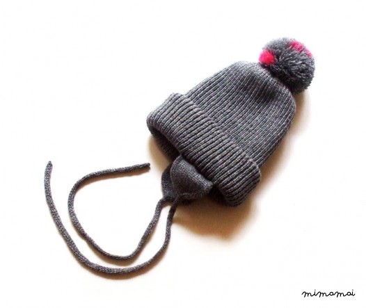 Babies/Children's Double knitted Virgin wool beanie with Pom-Pom/winter hat/bonnet/pom-pom hat
