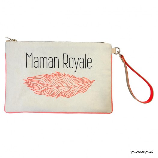 &ldquo;Maman Royale&rdquo; feather leafs pouch bag