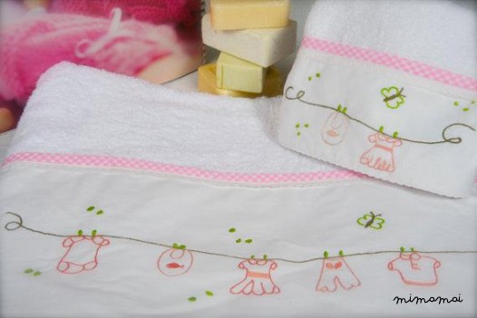 Set di 2 asciugamani bagnetto & mano, ricamato a mano, regalo di battesimo, battesimo