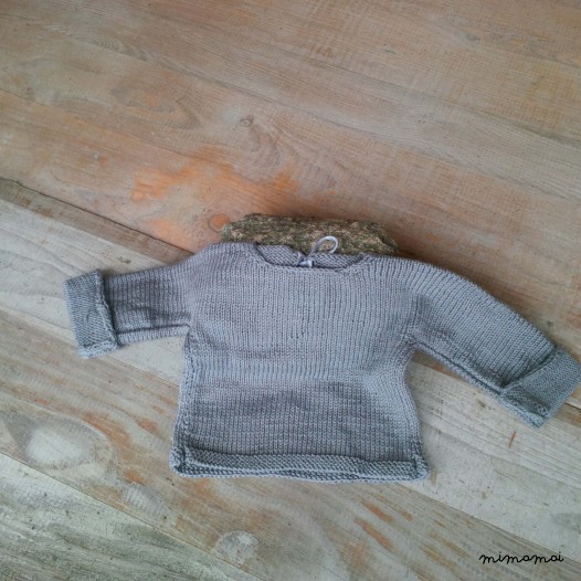 Baby jumper and leggings, handmade knitwear of organic cotton, dark grey
