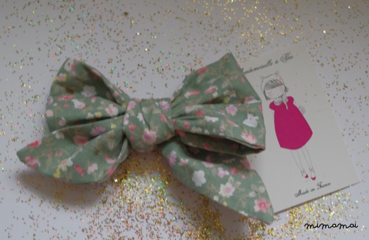 Barrette gros noeud Fleurs des champs