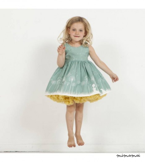 Martha Dress Make A Wish Print in Sage