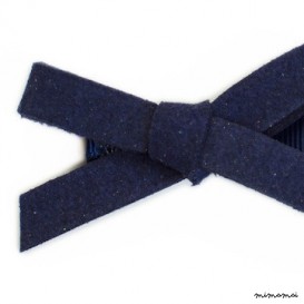Barrette &agrave; Noeud Simili Daim - Bleu Marine