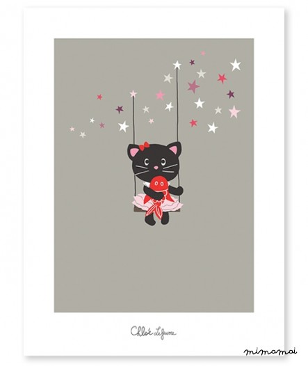 Affiche d&eacute;corative enfant chat mon amie ch&eacute;rie