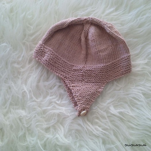 Baby girl hat, handmade knitwear of organic cotton, pale rose