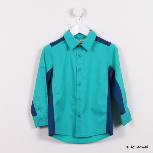 Long-sleeved Panelled Shirt green