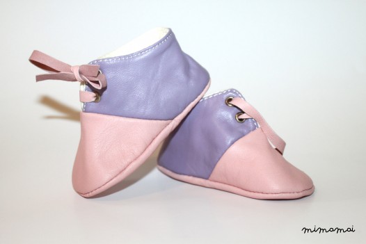 3-6 Months Slippers / Baby Shoes Lamb Leather Pink Purple