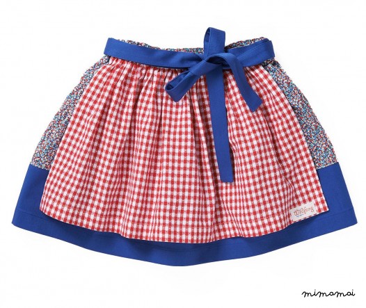 Skirt NIA flower blue / red check