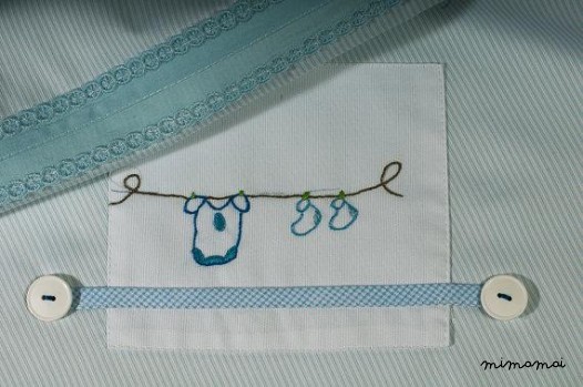 stendibiancheria mano ricamato del neonato coperta &Eta;appy piumone di blu e bianco