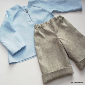 Linen cuff style shorts.Simple and natural