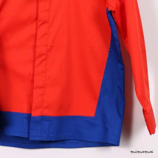 Long-sleeved Colour block Shirt orange and blue