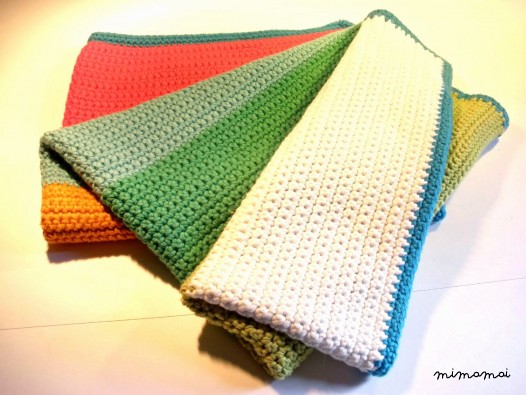 crochet baby blanket in colorful stripes